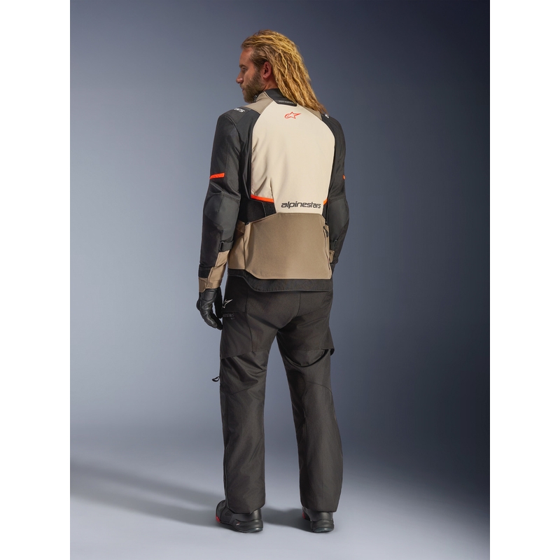 Μπουφάν μοτοσικλέτας Alpinestars Andes V4 Drystar, κρεμ-ανοιχτό καφέ-μαύρο-φλουορο-πορτοκαλί