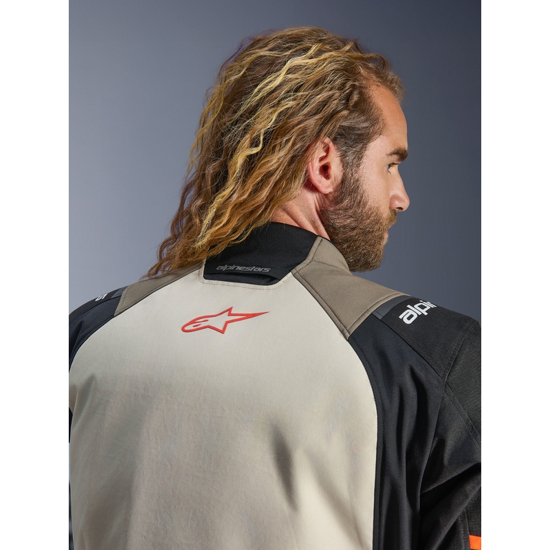 Μπουφάν μοτοσικλέτας Alpinestars Andes V4 Drystar, κρεμ-ανοιχτό καφέ-μαύρο-φλουορο-πορτοκαλί