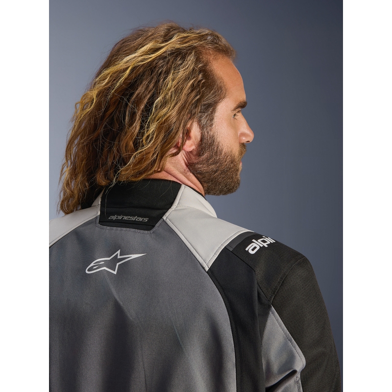 Μπουφάν μοτοσικλέτας Alpinestars Andes V4 Drystar Σκούρο γκρι-Ανοιχτό γκρι-Μαύρο-Φθορίζον κίτρινο