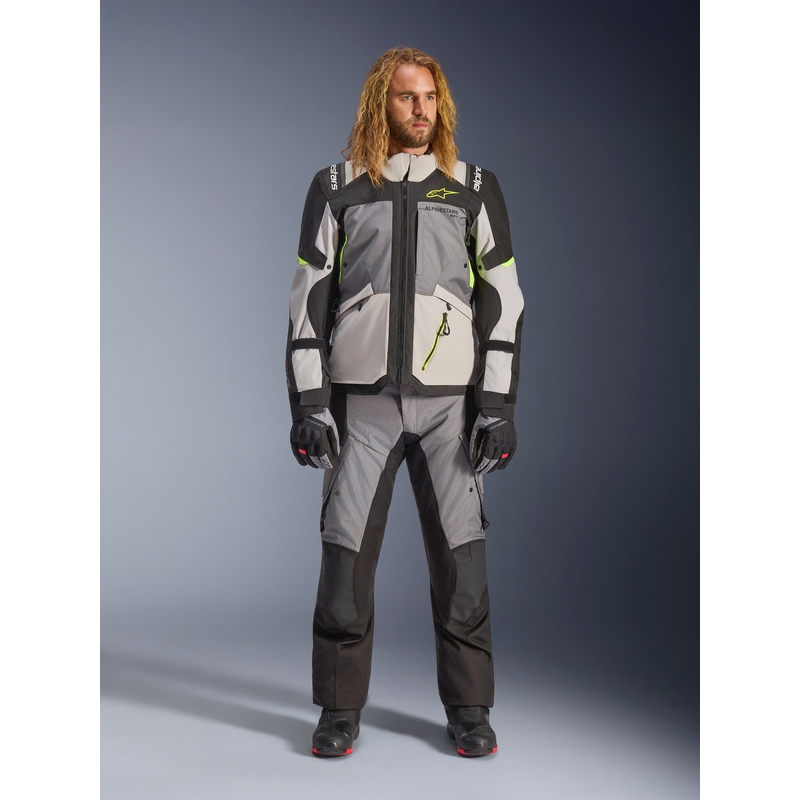 Μπουφάν μοτοσικλέτας Alpinestars Andes V4 Drystar Σκούρο γκρι-Ανοιχτό γκρι-Μαύρο-Φθορίζον κίτρινο