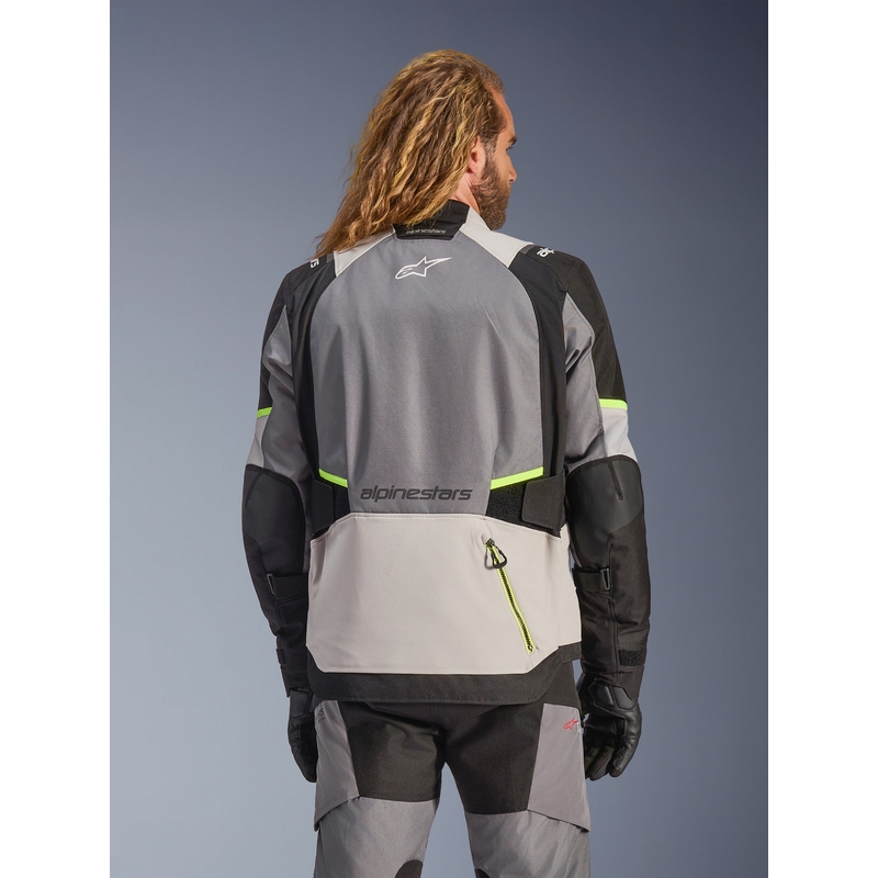 Μπουφάν μοτοσικλέτας Alpinestars Andes V4 Drystar Σκούρο γκρι-Ανοιχτό γκρι-Μαύρο-Φθορίζον κίτρινο