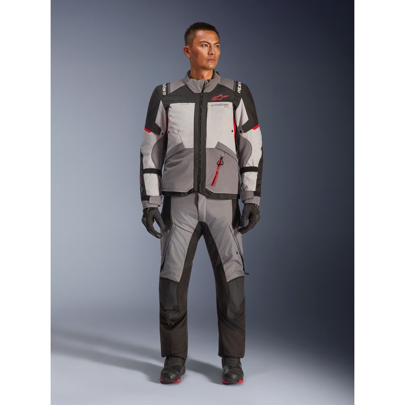 Μπουφάν μοτοσικλέτας Alpinestars Andes V4 Drystar Σκούρο γκρι-Ανοιχτό γκρι-Μαύρο-Κόκκινο