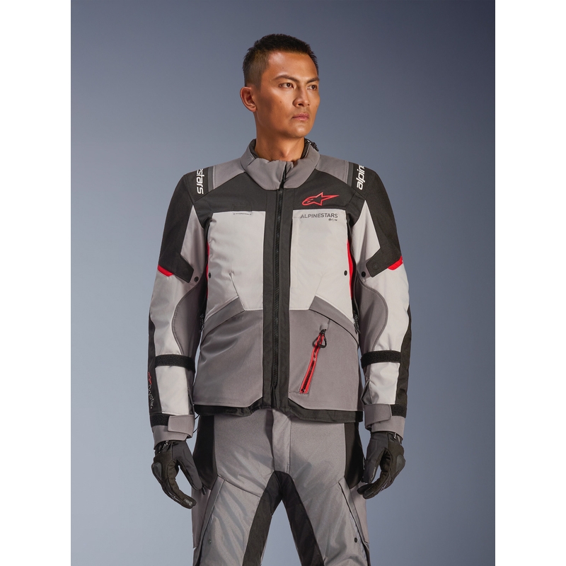 Μπουφάν μοτοσικλέτας Alpinestars Andes V4 Drystar Σκούρο γκρι-Ανοιχτό γκρι-Μαύρο-Κόκκινο