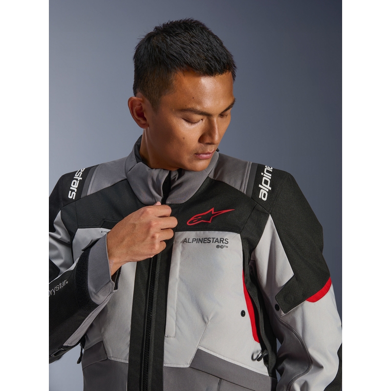 Μπουφάν μοτοσικλέτας Alpinestars Andes V4 Drystar Σκούρο γκρι-Ανοιχτό γκρι-Μαύρο-Κόκκινο