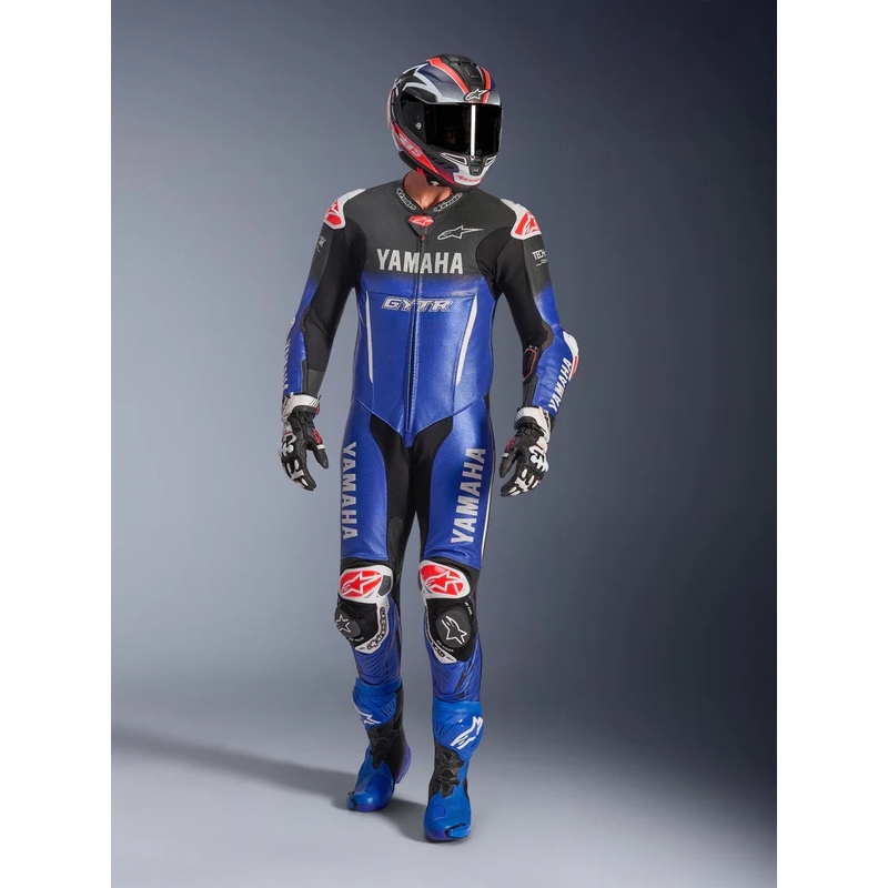Ολόσωμη δερμάτινη φόρμα μοτοσικλέτας Alpinestars GP-R7 YAMAHA GYTR TECH-AIR collection συμβατή με μπλε-μαύρο-λευκό-κόκκινο