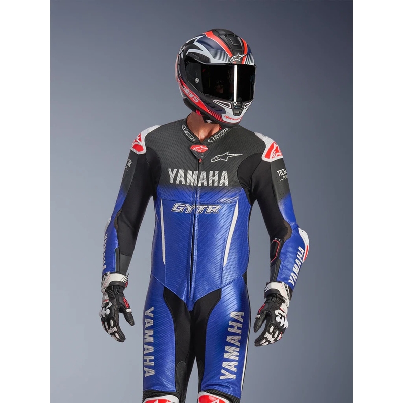 Ολόσωμη δερμάτινη φόρμα μοτοσικλέτας Alpinestars GP-R7 YAMAHA GYTR TECH-AIR collection συμβατή με μπλε-μαύρο-λευκό-κόκκινο
