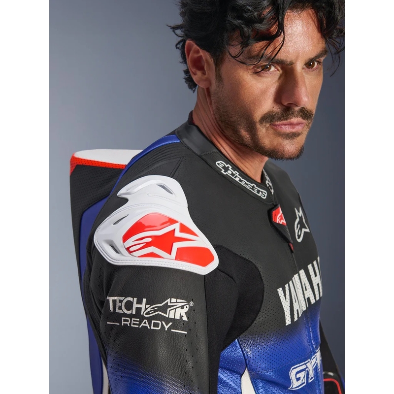 Ολόσωμη δερμάτινη φόρμα μοτοσικλέτας Alpinestars GP-R7 YAMAHA GYTR TECH-AIR collection συμβατή με μπλε-μαύρο-λευκό-κόκκινο