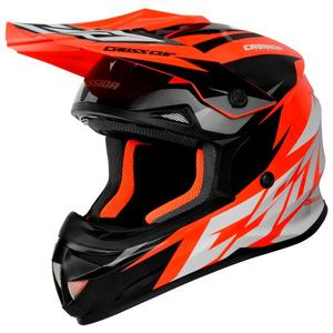 Cassida Cross Cup Two Κράνος Motocross μαύρο-λευκό-γκρι-φλούο πορτοκαλί