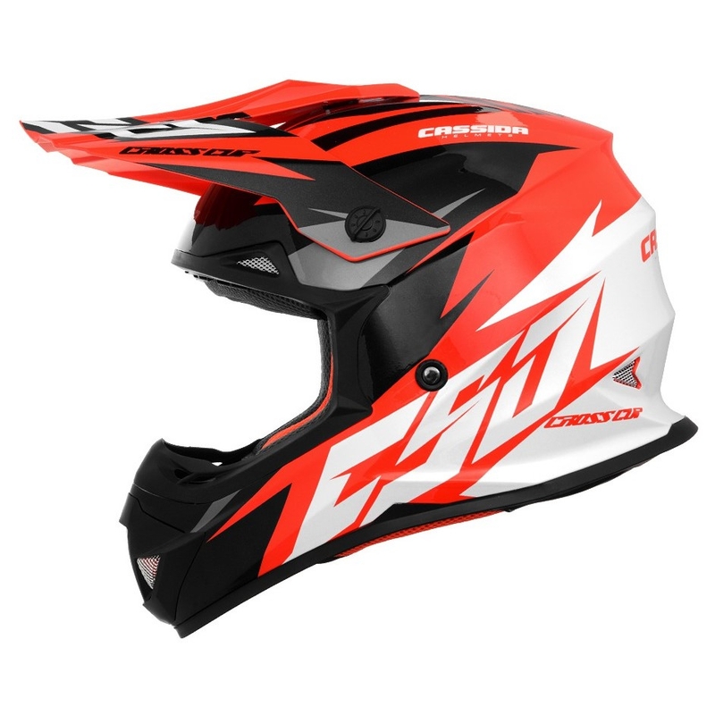 Cassida Cross Cup Two Κράνος Motocross μαύρο-λευκό-γκρι-φλούο πορτοκαλί
