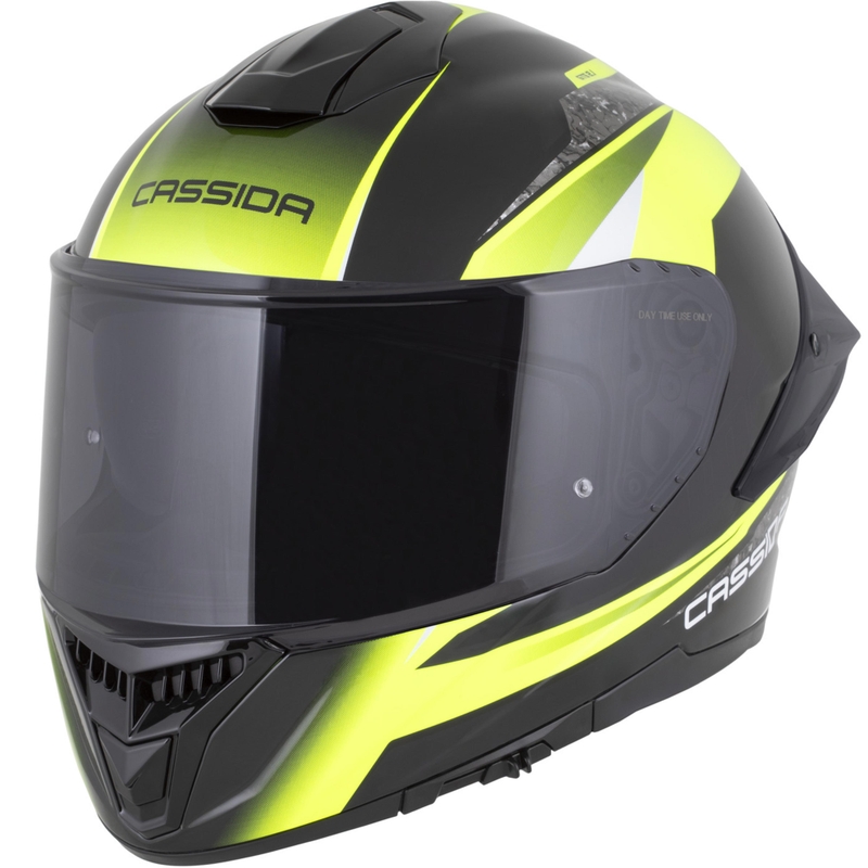 Κράνος μοτοσικλέτας Cassida Integral GTS 2.1 Mega full-face μαύρο-φθορίζον κίτρινο-λευκό