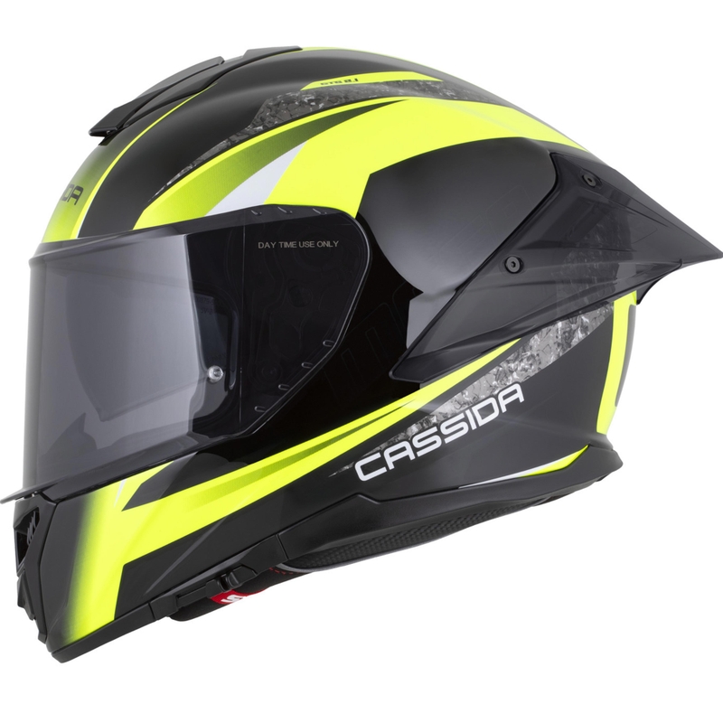 Κράνος μοτοσικλέτας Cassida Integral GTS 2.1 Mega full-face μαύρο-φθορίζον κίτρινο-λευκό