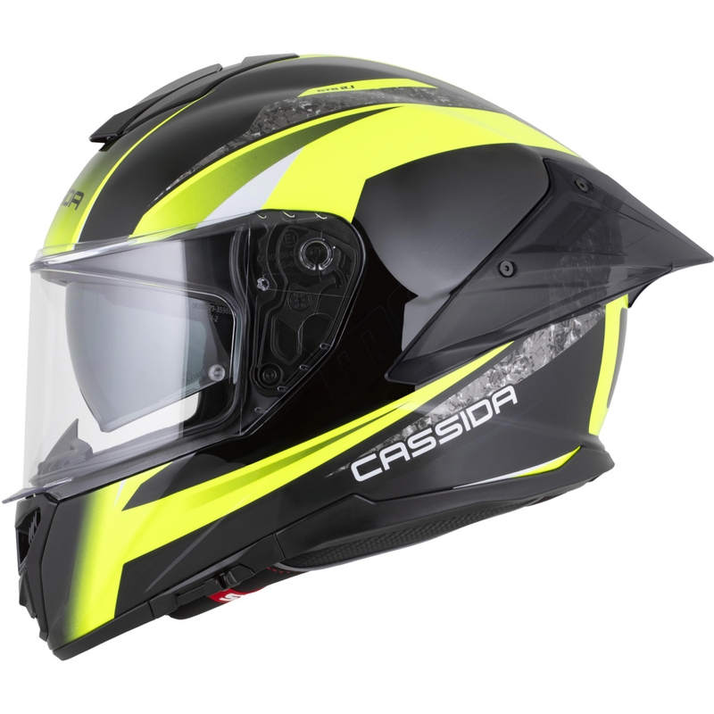 Κράνος μοτοσικλέτας Cassida Integral GTS 2.1 Mega full-face μαύρο-φθορίζον κίτρινο-λευκό
