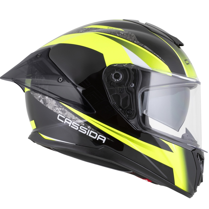 Κράνος μοτοσικλέτας Cassida Integral GTS 2.1 Mega full-face μαύρο-φθορίζον κίτρινο-λευκό