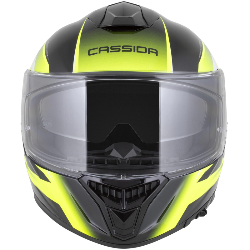 Κράνος μοτοσικλέτας Cassida Integral GTS 2.1 Mega full-face μαύρο-φθορίζον κίτρινο-λευκό