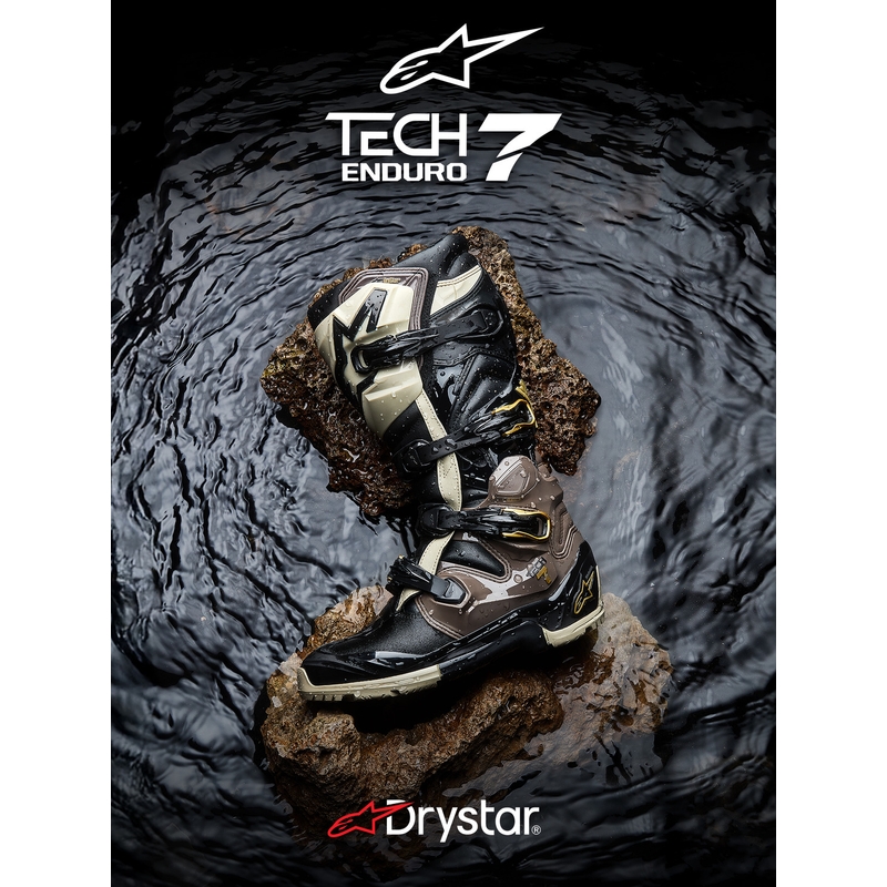 Μπότες Μοτοσικλέτας Alpinestars TECH 7 Enduro Drystar Μαύρο-Σκούρο Γκρι-Χρυσό