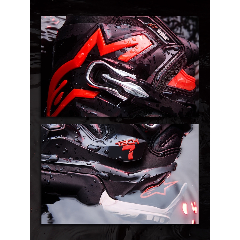 Μπότες μοτοσικλέτας Alpinestars TECH 7 Enduro Drystar μαύρο-φλουορ κόκκινο-λευκό