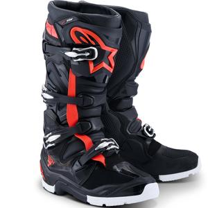 Μπότες μοτοσικλέτας Alpinestars TECH 7 Enduro Drystar μαύρο-φλουορ κόκκινο-λευκό