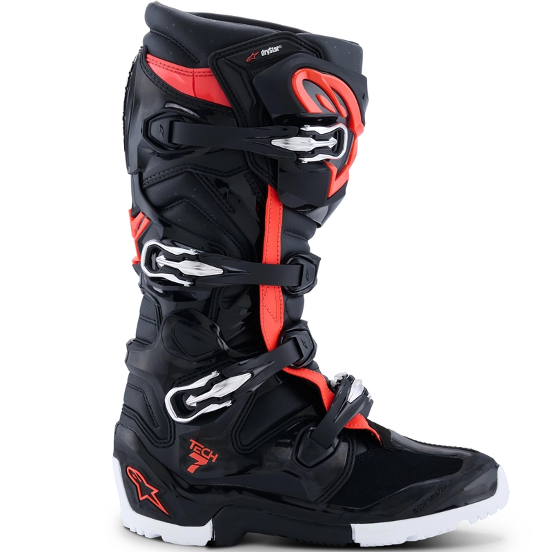Μπότες μοτοσικλέτας Alpinestars TECH 7 Enduro Drystar μαύρο-φλουορ κόκκινο-λευκό