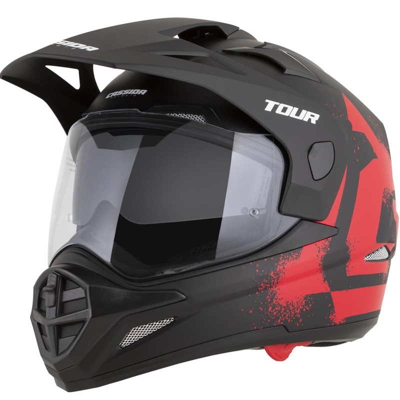 Κράνος μοτοσικλέτας Enduro Cassida Tour 2.0 Crew ματ μαύρο-κόκκινο