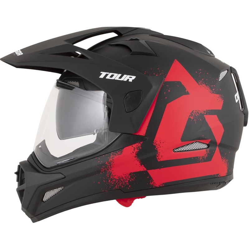 Κράνος μοτοσικλέτας Enduro Cassida Tour 2.0 Crew ματ μαύρο-κόκκινο