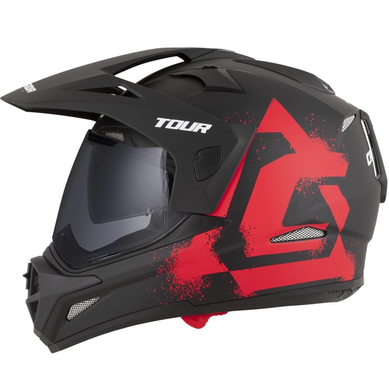 Κράνος μοτοσικλέτας Enduro Cassida Tour 2.0 Crew ματ μαύρο-κόκκινο