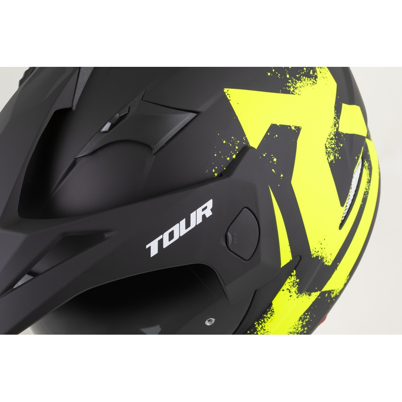 Κράνος μοτοσικλέτας Enduro Cassida Tour 2.0 Crew ματ μαύρο-φθορο κίτρινο