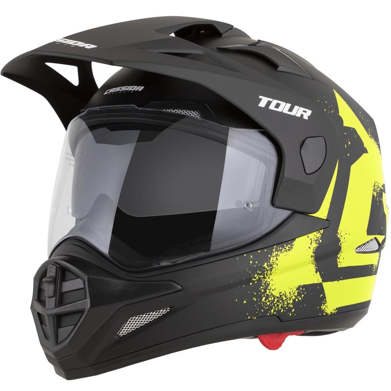 Κράνος μοτοσικλέτας Enduro Cassida Tour 2.0 Crew ματ μαύρο-φθορο κίτρινο