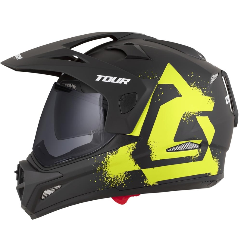 Κράνος μοτοσικλέτας Enduro Cassida Tour 2.0 Crew ματ μαύρο-φθορο κίτρινο