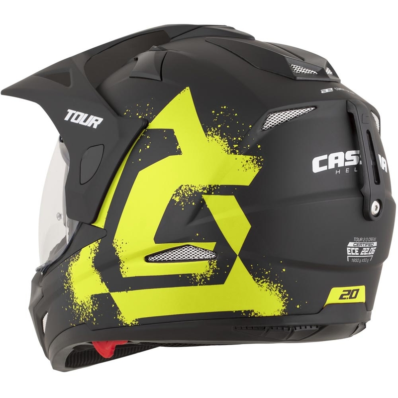 Κράνος μοτοσικλέτας Enduro Cassida Tour 2.0 Crew ματ μαύρο-φθορο κίτρινο