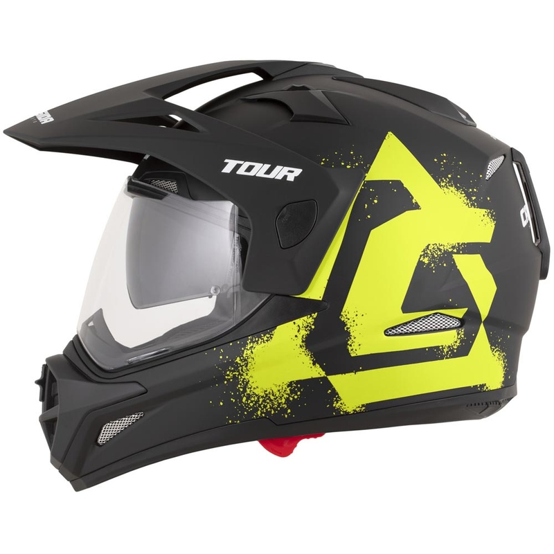 Κράνος μοτοσικλέτας Enduro Cassida Tour 2.0 Crew ματ μαύρο-φθορο κίτρινο