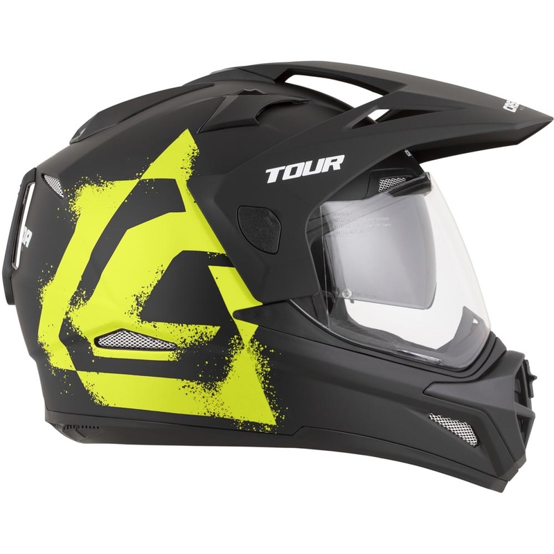 Κράνος μοτοσικλέτας Enduro Cassida Tour 2.0 Crew ματ μαύρο-φθορο κίτρινο