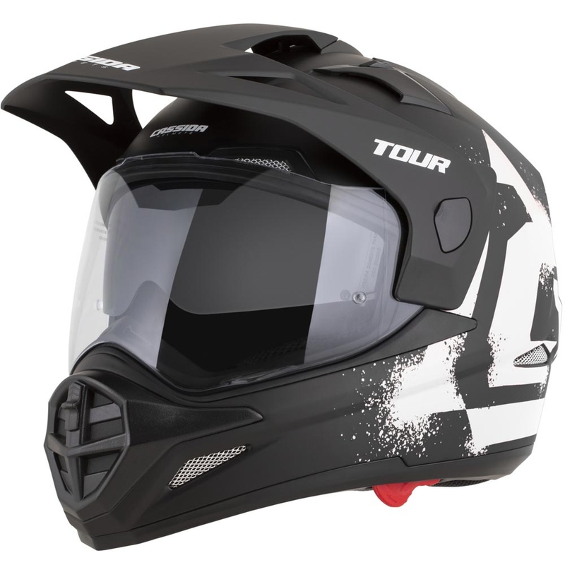 Κράνος μοτοσικλέτας Enduro Cassida Tour 2.0 Crew ματ μαύρο-άσπρο