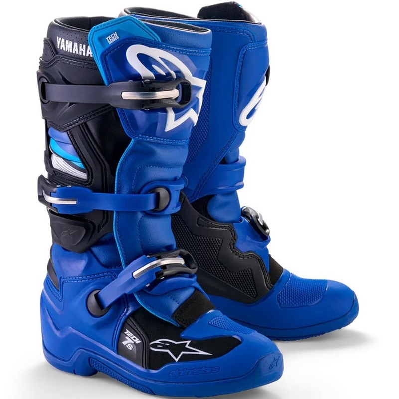 Μπότες motocross Alpinestars TECH 7 S YAMAHA για παιδιά, μπλε-λευκό-μαύρη συλλογή