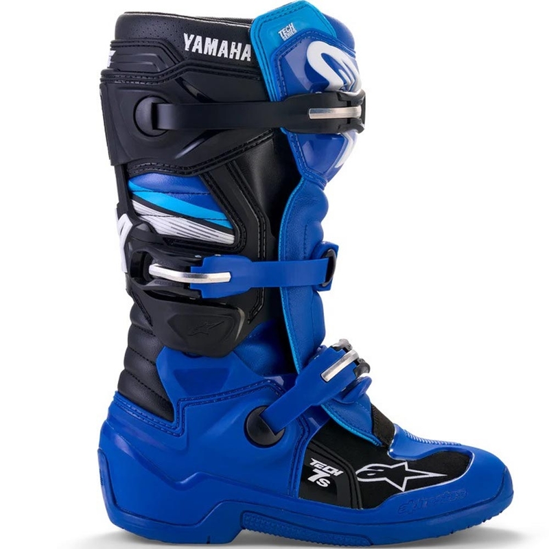 Μπότες motocross Alpinestars TECH 7 S YAMAHA για παιδιά, μπλε-λευκό-μαύρη συλλογή
