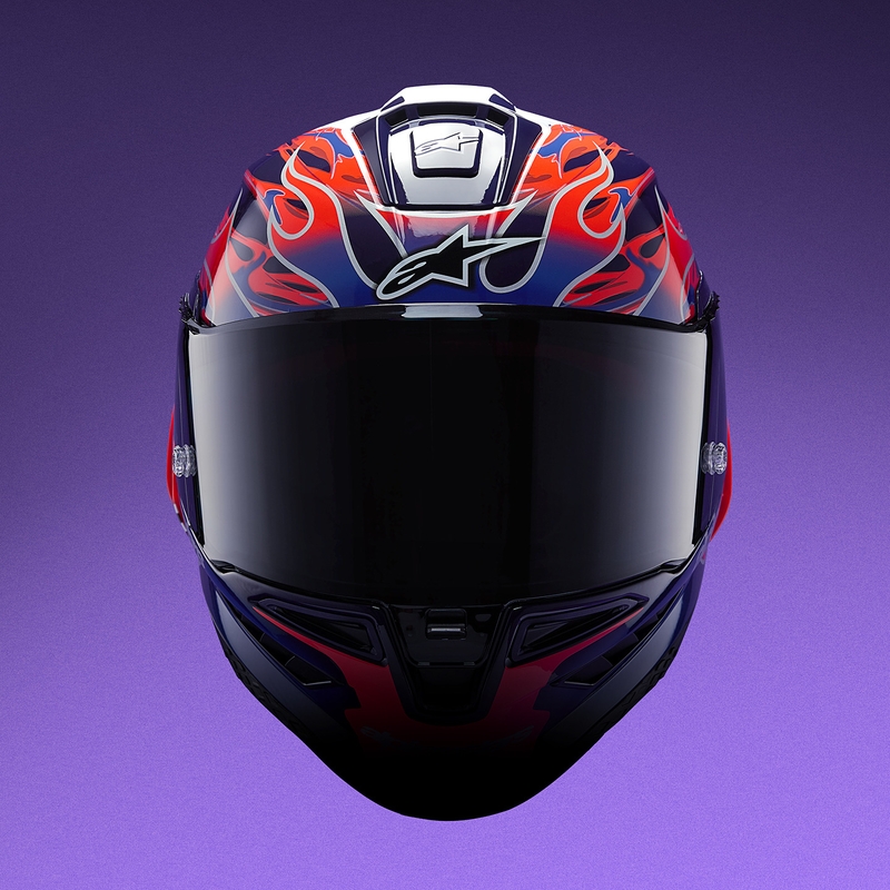 Κράνος μοτοσικλέτας Alpinestars Supertech R-10 Flyte full face, περιορισμένης έκδοσης, Jorge Martin, μωβ-κόκκινο