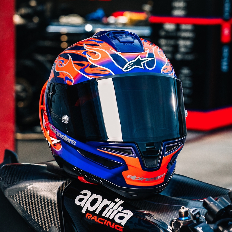 Κράνος μοτοσικλέτας Alpinestars Supertech R-10 Flyte full face, περιορισμένης έκδοσης, Jorge Martin, μωβ-κόκκινο