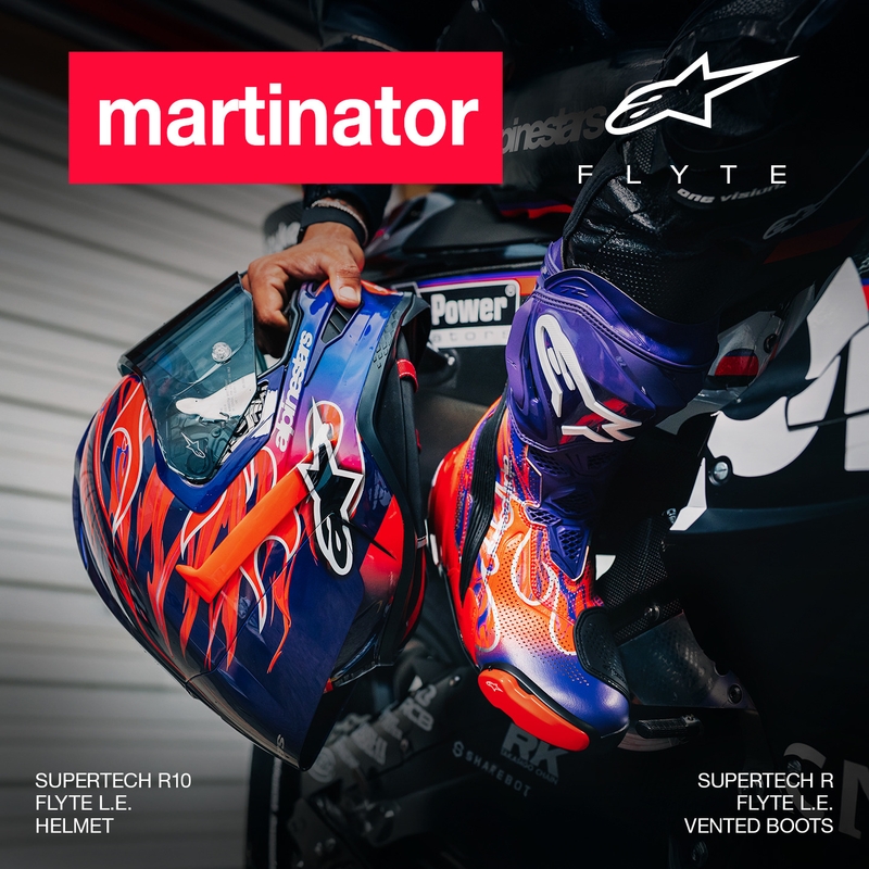Κράνος μοτοσικλέτας Alpinestars Supertech R-10 Flyte full face, περιορισμένης έκδοσης, Jorge Martin, μωβ-κόκκινο