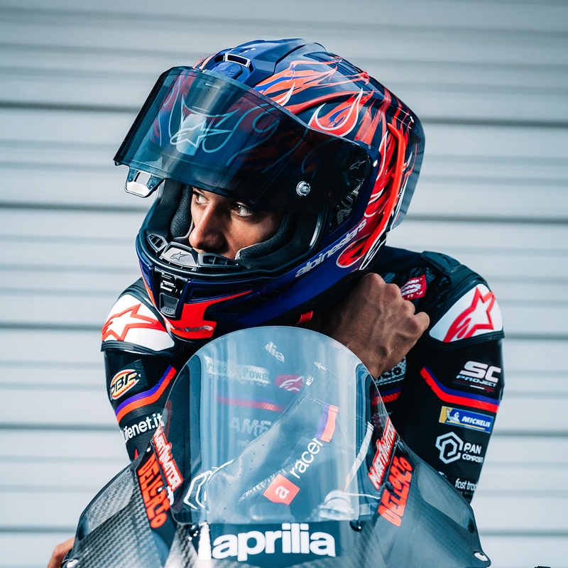 Κράνος μοτοσικλέτας Alpinestars Supertech R-10 Flyte full face, περιορισμένης έκδοσης, Jorge Martin, μωβ-κόκκινο