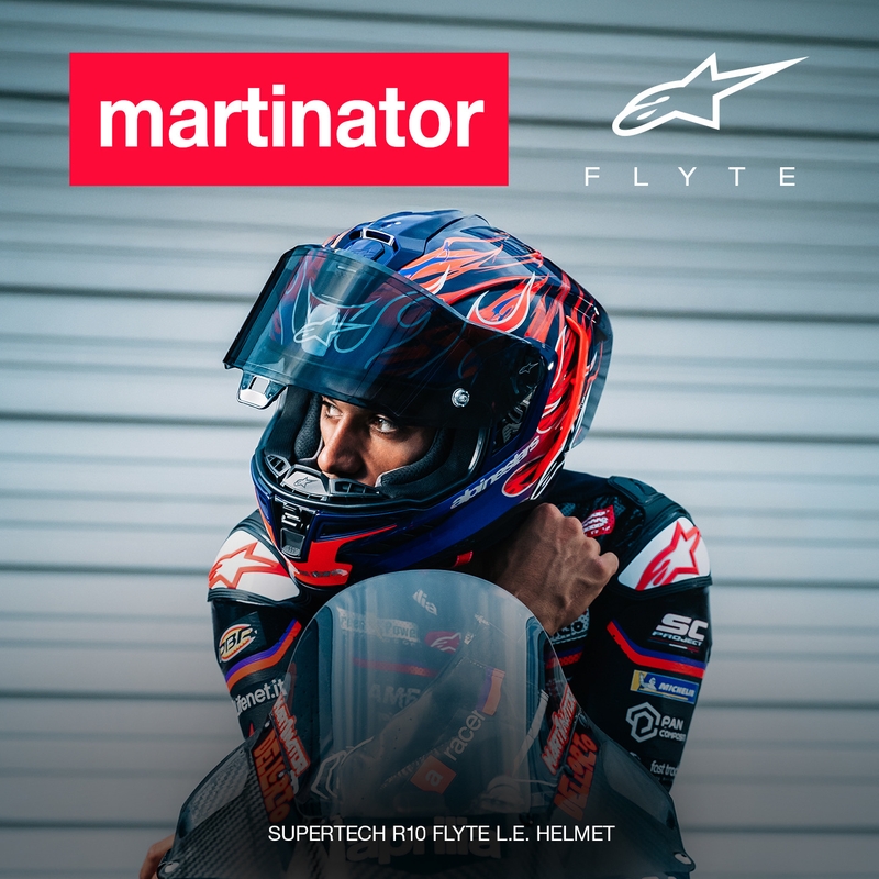 Κράνος μοτοσικλέτας Alpinestars Supertech R-10 Flyte full face, περιορισμένης έκδοσης, Jorge Martin, μωβ-κόκκινο
