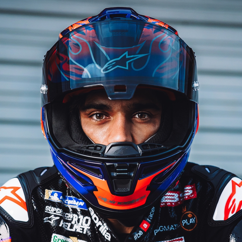 Κράνος μοτοσικλέτας Alpinestars Supertech R-10 Flyte full face, περιορισμένης έκδοσης, Jorge Martin, μωβ-κόκκινο