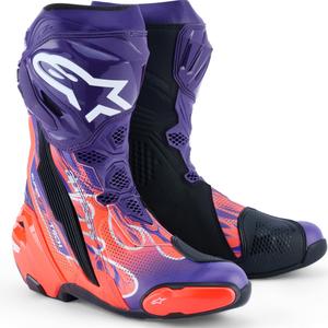 Μπότες μοτοσικλέτας Alpinestars Supertech R Vented Flyte περιορισμένης έκδοσης Jorge Martin μωβ-κόκκινο-μαύρο