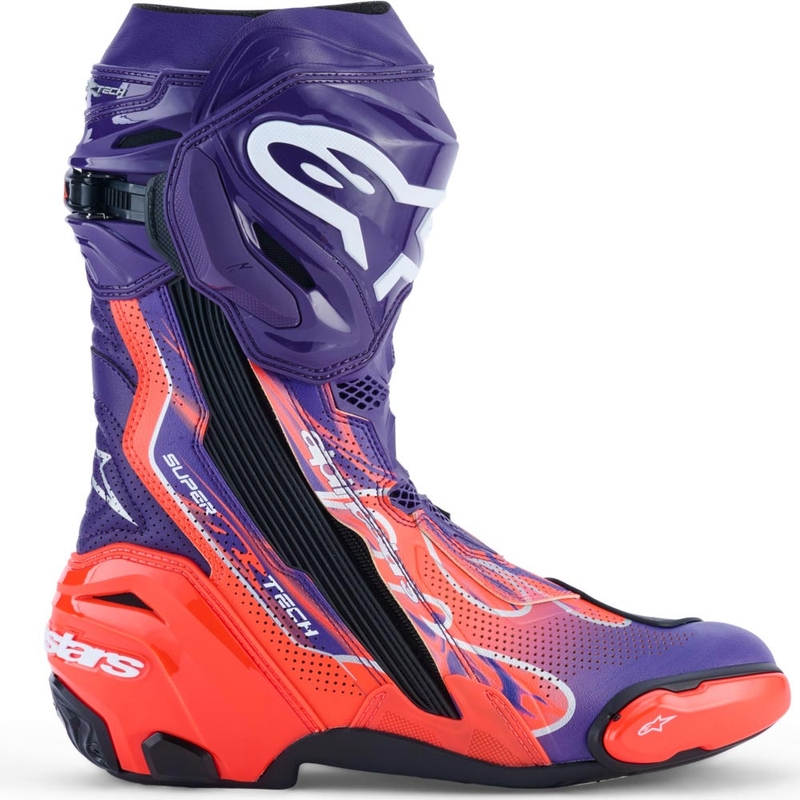 Μπότες μοτοσικλέτας Alpinestars Supertech R Vented Flyte περιορισμένης έκδοσης Jorge Martin μωβ-κόκκινο-μαύρο