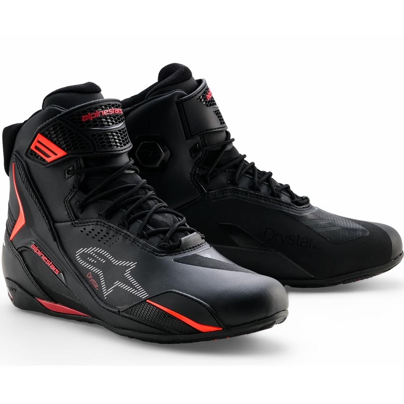 Μπότες μοτοσικλέτας Alpinestars Faster-4 Drystar μαύρο-φλουορ κόκκινο