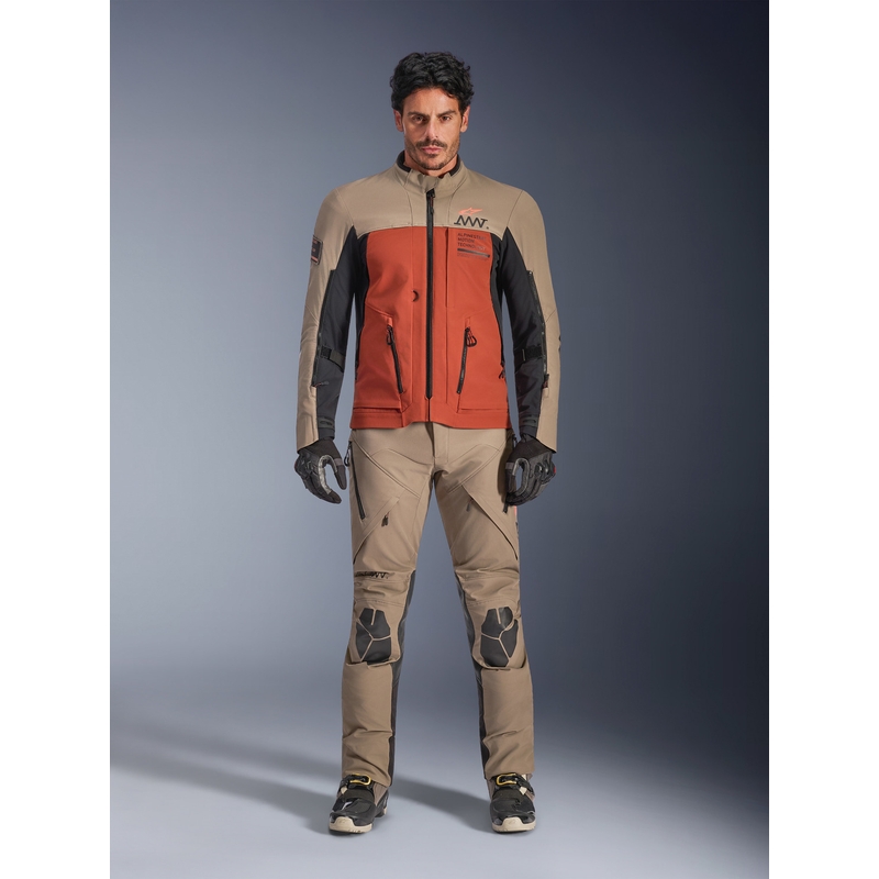 Μπουφάν μοτοσικλέτας Alpinestars AMT-8 Stretch Drystar XF καφέ-πορτοκαλί-μαύρο