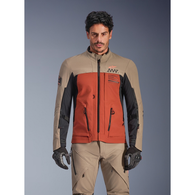 Μπουφάν μοτοσικλέτας Alpinestars AMT-8 Stretch Drystar XF καφέ-πορτοκαλί-μαύρο