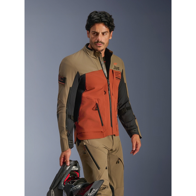 Μπουφάν μοτοσικλέτας Alpinestars AMT-8 Stretch Drystar XF καφέ-πορτοκαλί-μαύρο