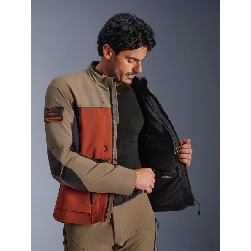 Μπουφάν μοτοσικλέτας Alpinestars AMT-8 Stretch Drystar XF καφέ-πορτοκαλί-μαύρο