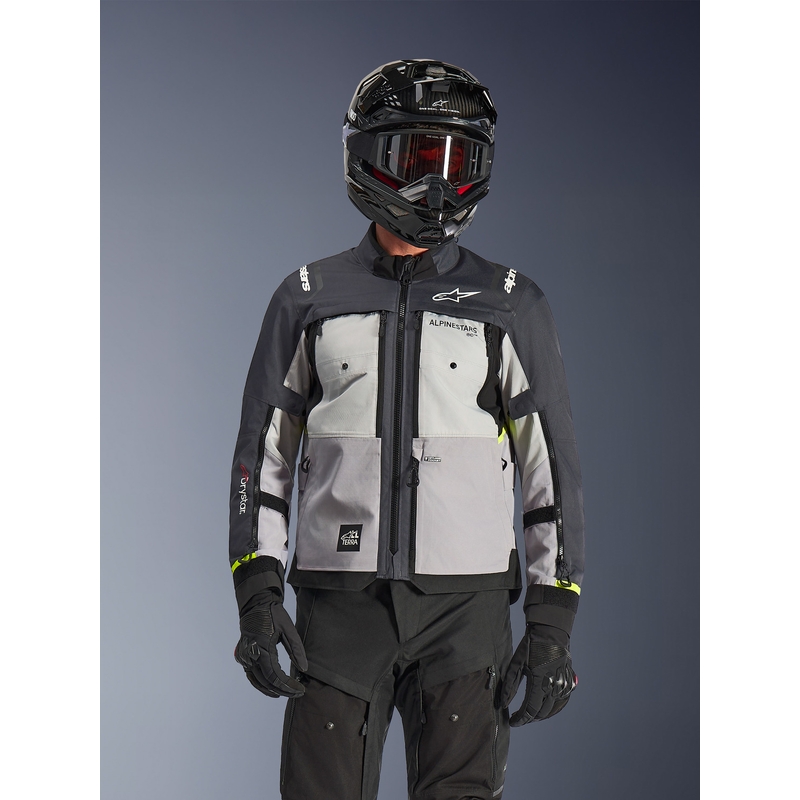 Μπουφάν μοτοσικλέτας Alpinestars Cusco Drystar ανοιχτό γκρι-ανοιχτό μπλε-σκούρο μπλε