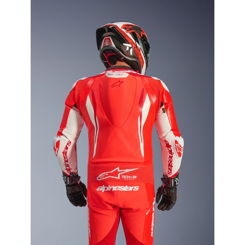 Ολόσωμη φόρμα μοτοσικλέτας Alpinestars GP TECH V5 από δέρμα σε φθορίζον κόκκινο-κόκκινο-λευκό