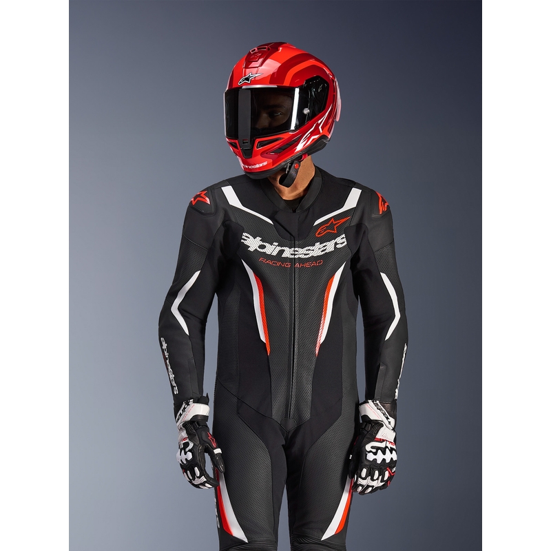 Ολόσωμη φόρμα μοτοσικλέτας Alpinestars GP FORCE V2 σε μαύρο-λευκό-φλουορ κόκκινο